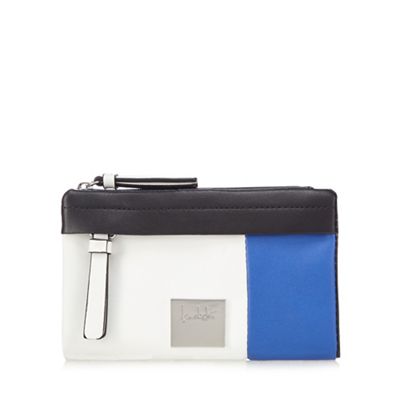 Blue colour block fold over purse